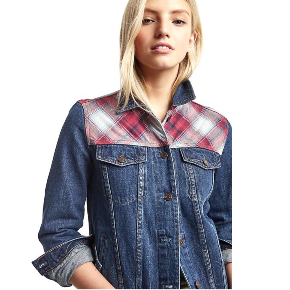 Gap + Pendleton 1969 Icon Plaid Flannel Accent Denim Jean Jacket NWT